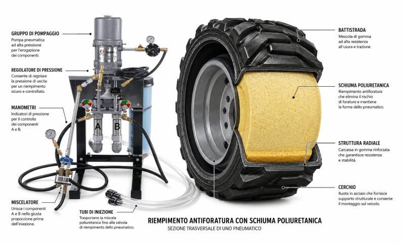 Riempimento antiforatura pneumatici